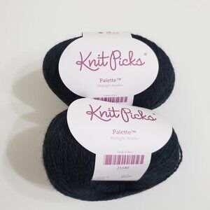 Knit Picks Palette Yarn Lot of 2 Balls Peruvian Wool Midnight Heather C876 50g